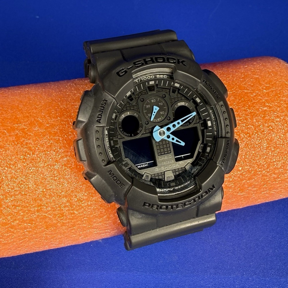 Casio G-Shock 5081 GA-100C Charcoal Blue Hands Analog Digital Watch Face